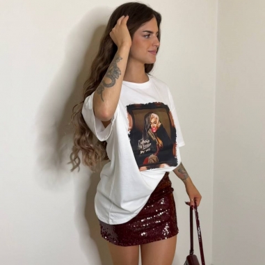 FALDA LENTEJUELAS BURDEOS