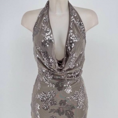 VESTIDO LENTEJUELAS TAUPÉ