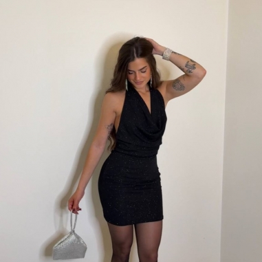 VESTIDO CORTO BRILLITO NEGRO
