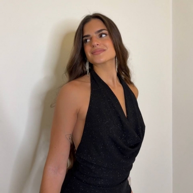 VESTIDO CORTO BRILLITO NEGRO