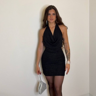 VESTIDO CORTO BRILLITO NEGRO