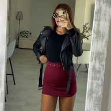 FALDA PANTALÓN CINTURÓN VINO 2