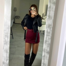 FALDA PANTALÓN CINTURÓN VINO