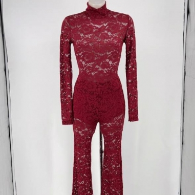 CONJUNTO ENCAJE VINO