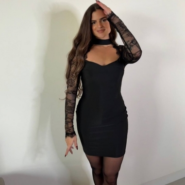 VESTIDO MANGA ENCAJE NEGRO