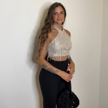 TOP HALTER LENTEJUELAS PLATA