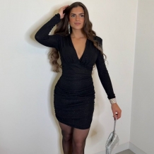 VESTIDO HOMBRERAS LUREX NEGRO