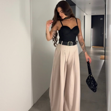 PANTALÓN PALAZZO BEIGE