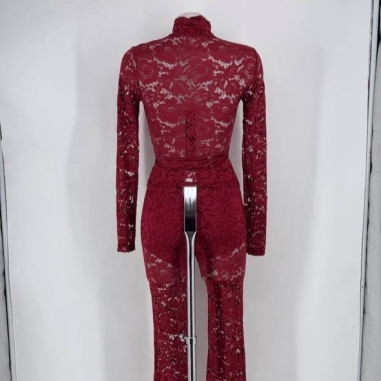 CONJUNTO ENCAJE VINO