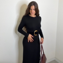 VESTIDO PUNTO CON ENCAJE NEGRO