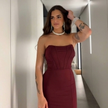 VESTIDO CORSET MIDI BURDEOS 2