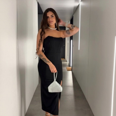 VESTIDO CORSET MIDI NEGRO