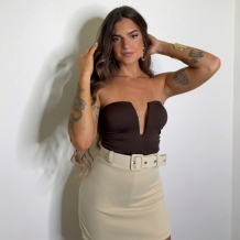 FALDA PANTALÓN CINTURÓN CREMA 2