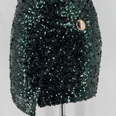 VESTIDO COMBINADO LENTEJUELAS VERDE