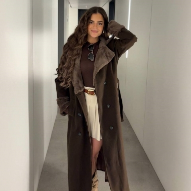 ABRIGO PAÑO PELITO CHOCO