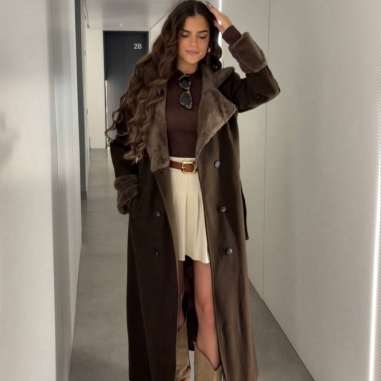 ABRIGO PAÑO PELITO CHOCO