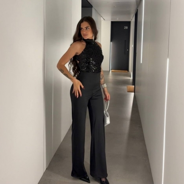 MONO HALTER LENTEJUELA NEGRO