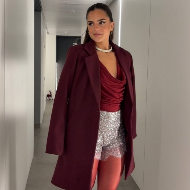 SHORT LENTEJUELAS TAUPÉ CON ENCAJE