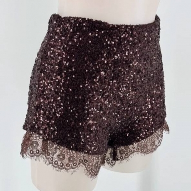 SHORT LENTEJUELAS CHOCO + ENCAJE