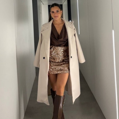 ABRIGO PAÑO CINTURÓN CREMA