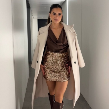 ABRIGO PAÑO CINTURÓN CREMA