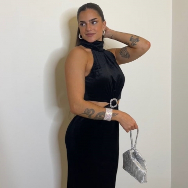 VESTIDO VELVET ACCESORIO PLATA