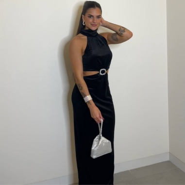 VESTIDO VELVET ACCESORIO PLATA