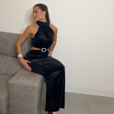 VESTIDO VELVET ACCESORIO PLATA