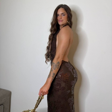 VESTIDO LENTEJUELAS ESCOTE FLUIDO CHOCO