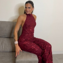 MONO HALTER LENTEJUELAS VINO