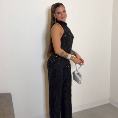 MONO HALTER LENTEJUELAS NEGRO