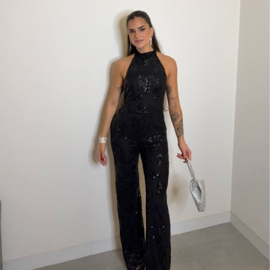 MONO HALTER LENTEJUELAS NEGRO