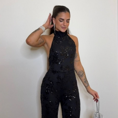 MONO HALTER LENTEJUELAS NEGRO