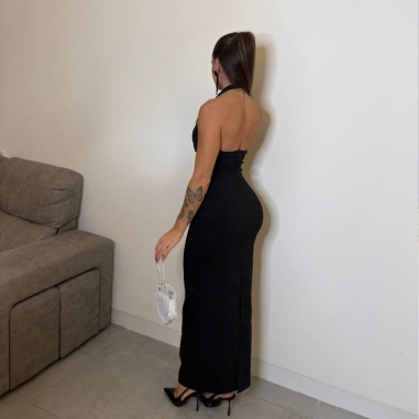 VESTIDO ESCOTE AJUSTADO NEGRO