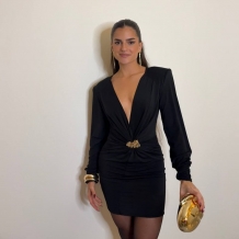 VESTIDO HOMBRERAS JOYA NEGRO