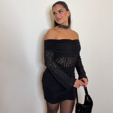 VESTIDO ESCOTE BARCO ENCAJE