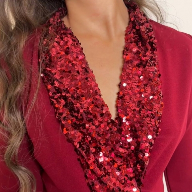 MONO BLAZER SOLAPA LENTEJUELAS VINO