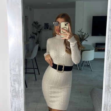 VESTIDO TRENZADO PUNTO CREMA