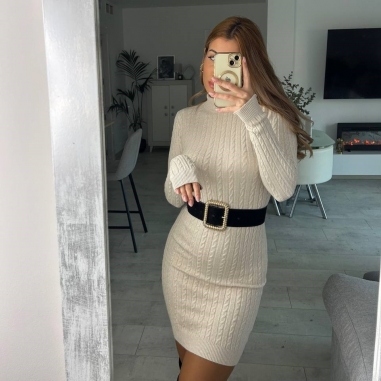 VESTIDO TRENZADO PUNTO CREMA