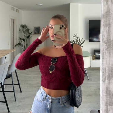 JERSEY TRENZADO BURDEOS