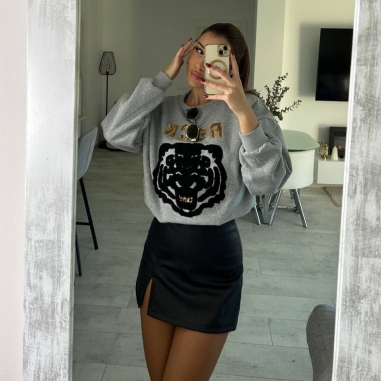 SUDADERA ESTAMPADA GRIS