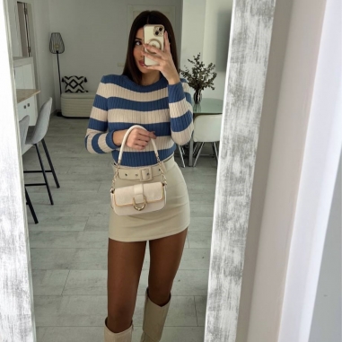 FALDA PANTALÓN CINTURÓN CREMA