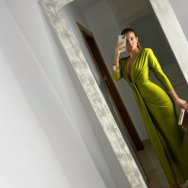 VESTIDO NUDO MANGA VERDE OLIVA