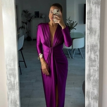 VESTIDO NUDO MANGA CEREZA 2