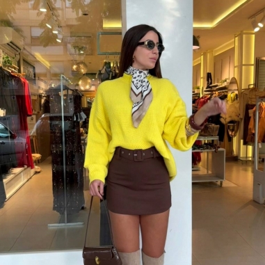 FALDA PANTALÓN CINTURÓN CHOCO