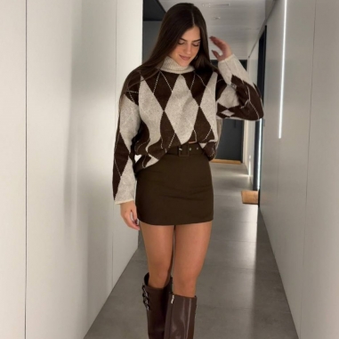 FALDA PANTALÓN CINTURÓN CHOCO