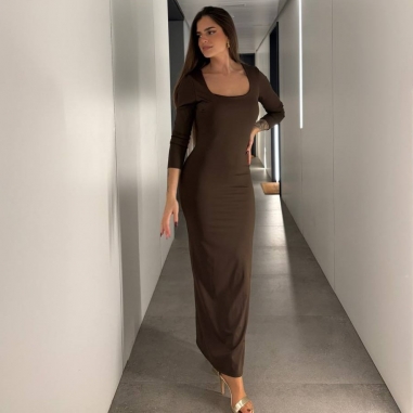 VESTIDO DOBLE LICRA CHOCO