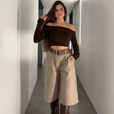 BERMUDA CINTURÓN TAUPÉ