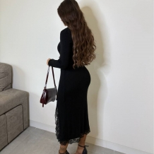 VESTIDO PUNTO CON ENCAJE NEGRO 2