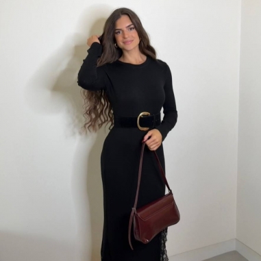 VESTIDO PUNTO CON ENCAJE NEGRO